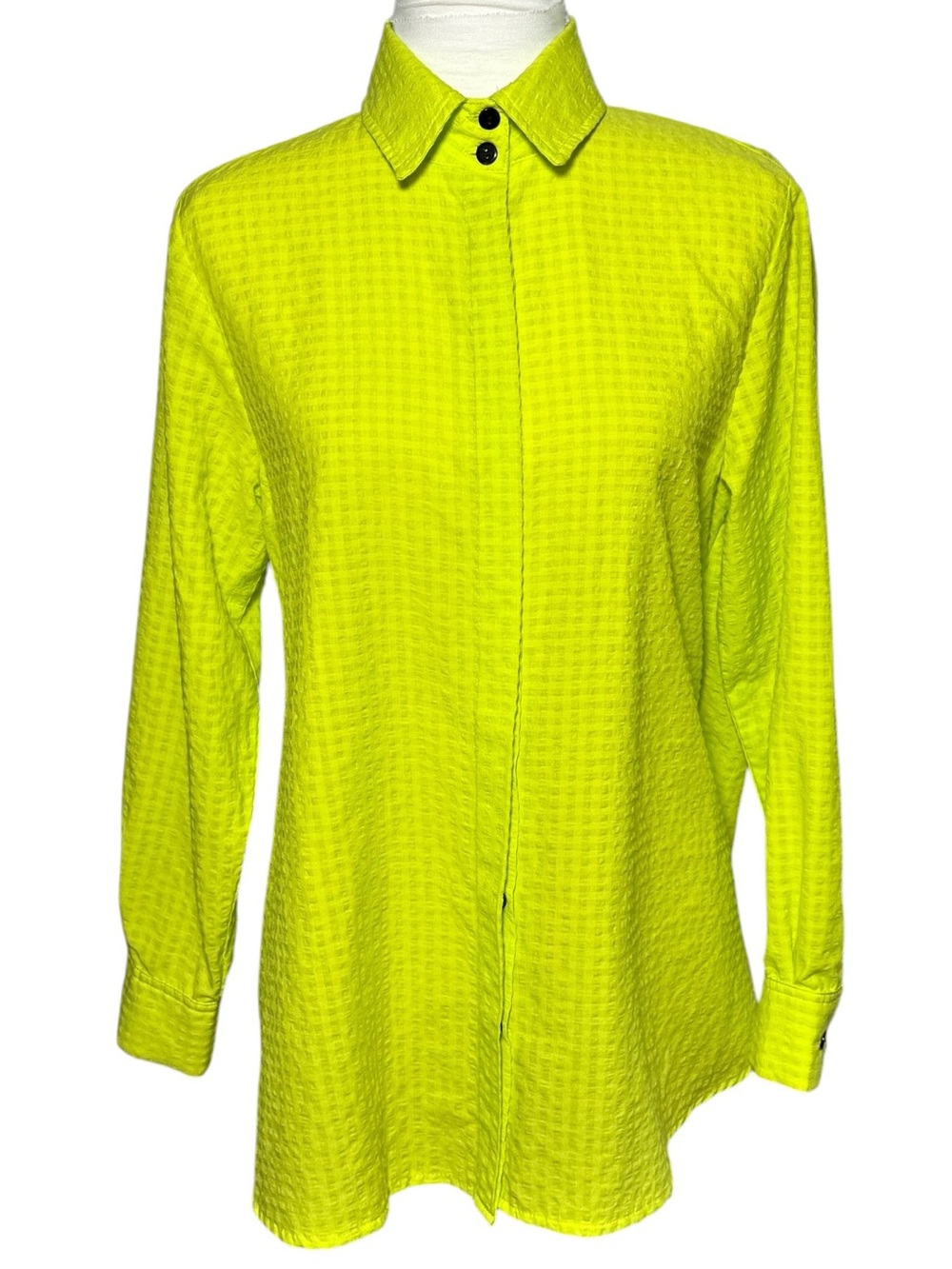 Kozan Phoebe Shirt in Acid Size Small Neon Highlighter Yellow Green Zip Back